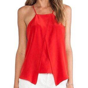 Milly $210 Womens 6 Small Red Crossover Sleeveless Halter Silk Dressy Tank Top